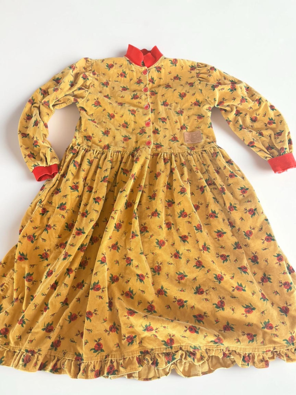 Vintage De Santis Floral Corduroy Dress Girls Size 12 Montreal Canada